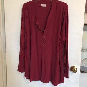 4X MAURICES Women’s Plus Maroon Long Sleeve, 11 Snaps Down Front Top